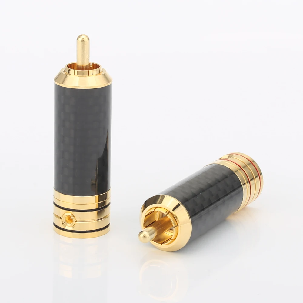 4 шт. Hifi США медь Позолоченные углеродного волокна RCA разъем высокого