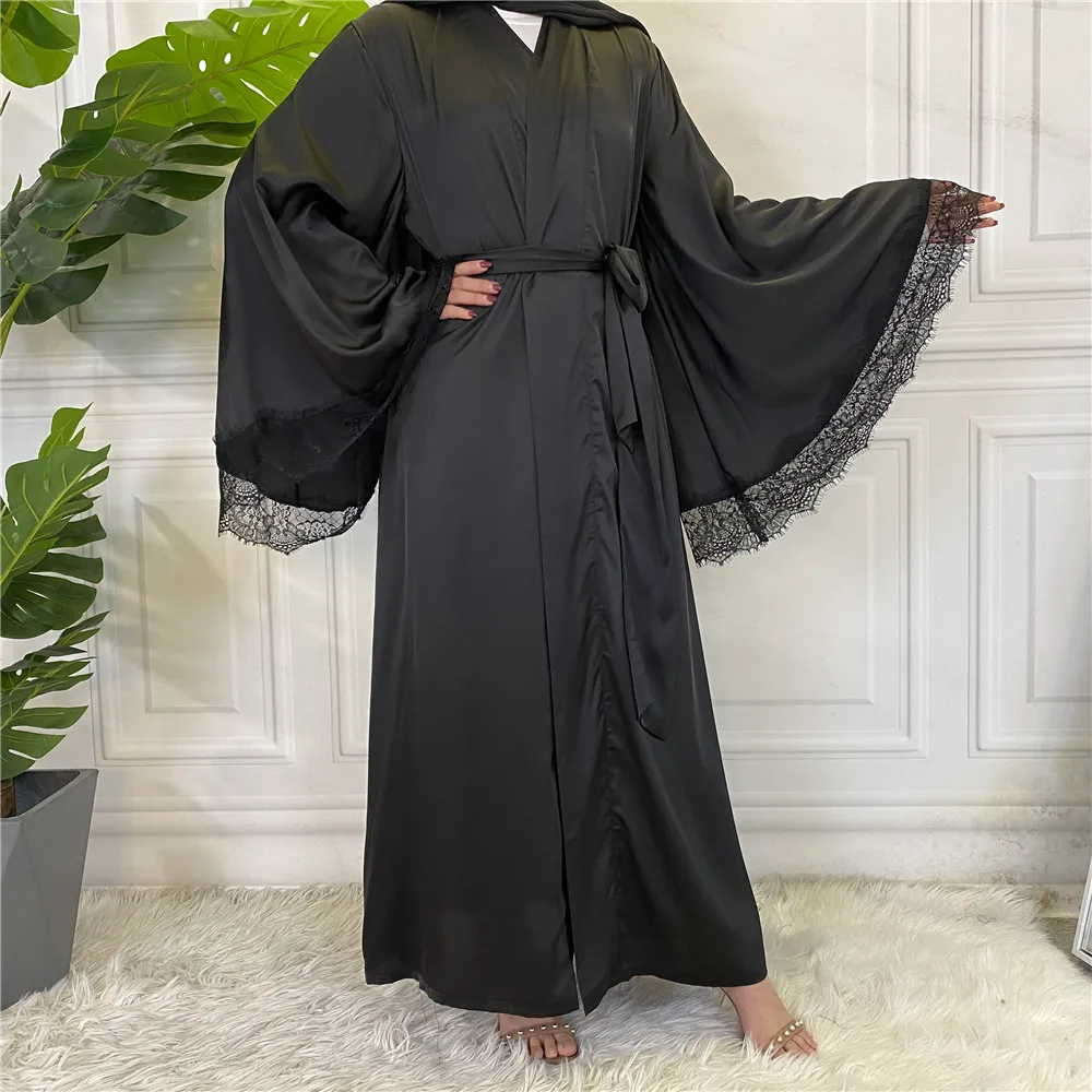 

Open Abaya Dubai Turkey Muslim Hijab Dress Satin Abayas for Women Islamic Clothing Kaftan Kimono Cardigan Caftan Robe Musulmans