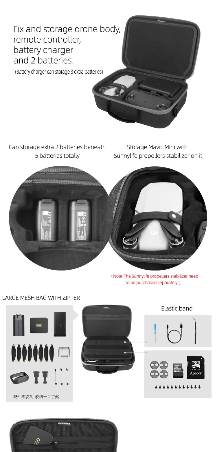 Sunnylife Mavic Мини Портативный чехол на плечо сумка комбинированная коробка для DJI Mavic мини Дрон пульт дистанционного управления Сумочка Квадрокоптер аксессуары