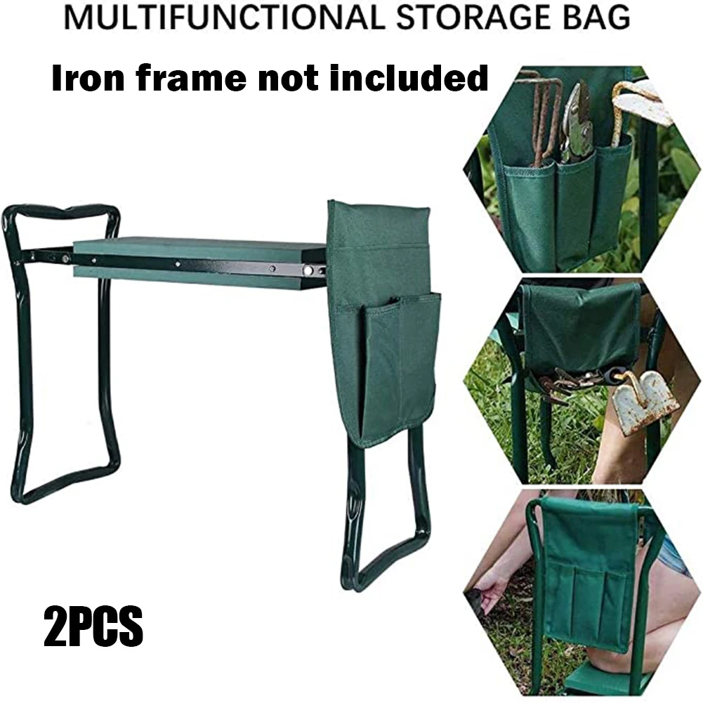

2 pcs Garden Kneeler and Seat With Tool Pouch Green Side Bag Pockets for Garden Bench Stools Home Gardening Accessories