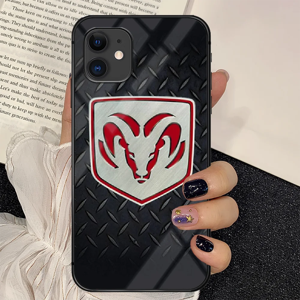 

Sport Dodges Car Phone Tempered Glass Case Cover For IPhone 6 6S 7 8 11 12 X Xr Xs Se 2020 Pro Max Plus Mini Fashion 3D