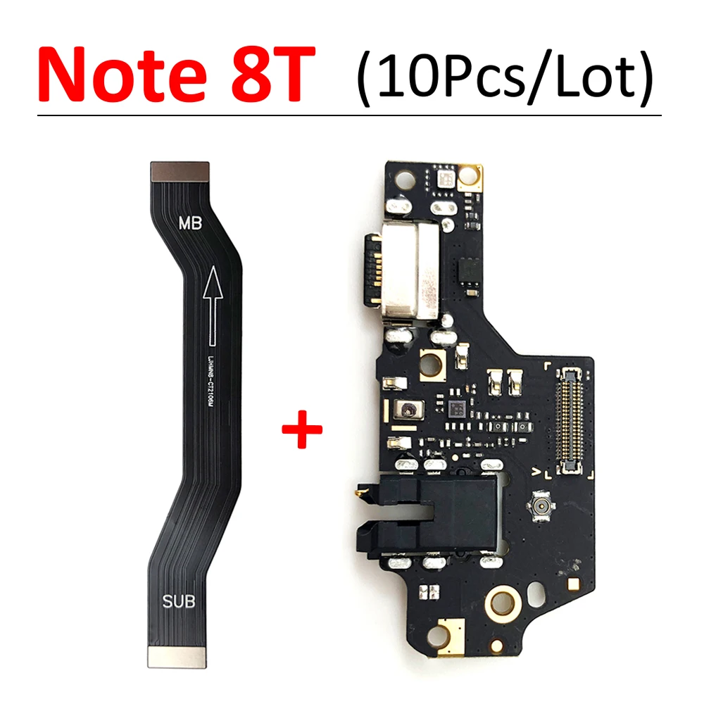 

10 шт./лот, USB-порт для зарядки, док-разъем, зарядная плата, гибкий кабель для Redmi Note 8T с материнской платой, гибкий кабель