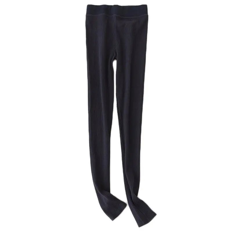 Женские осенние леггинсы длиной до лодыжки хлопковые трикотажные полосатые