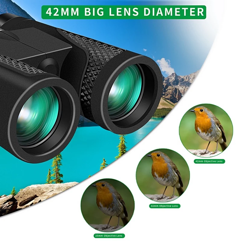 Бинокль для взрослых и детей 12x42 компактный охотничий бинокль с прозрачным