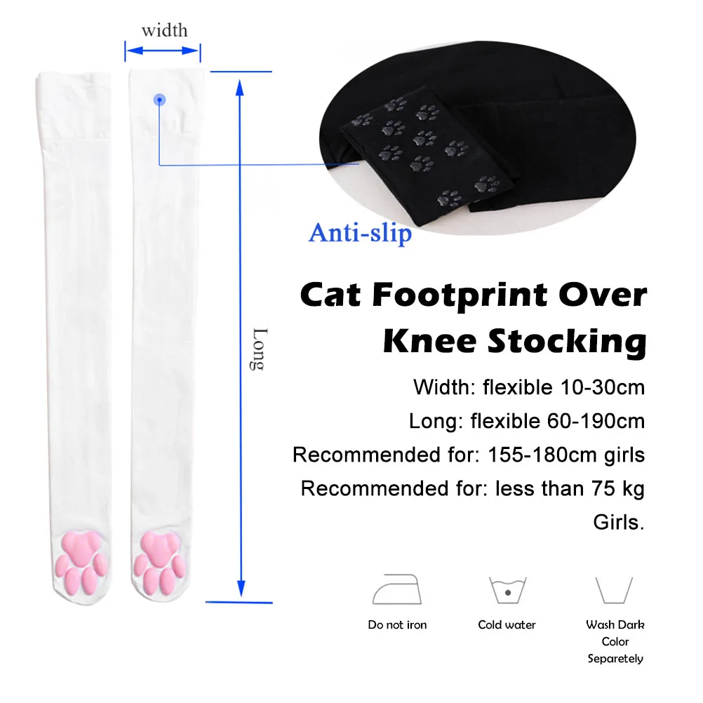 

1 Pair Cute Cat Paw Pad Socks Thigh High Socks Women Over Knee Socks Long Stockings For Cosplay Lolita Dress Anti-Slip Socks