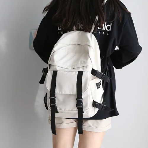 

Вместительный рюкзак для женщин, однотонная школьная сумка для подростков, портфель для учеников старших классов