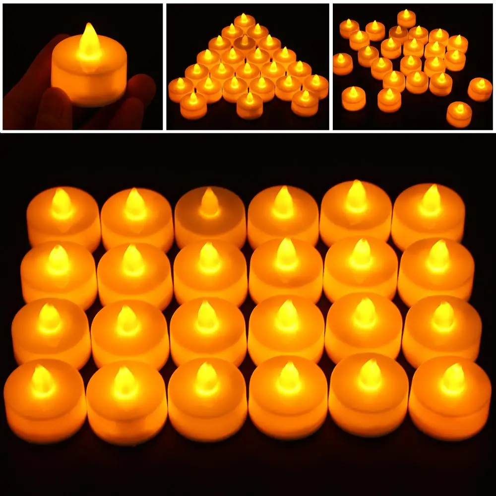

(Ship From USA) 24Pcs LED Tea Lights Flameless Votive Candles Battery Operated For Wedding Party Easter New year