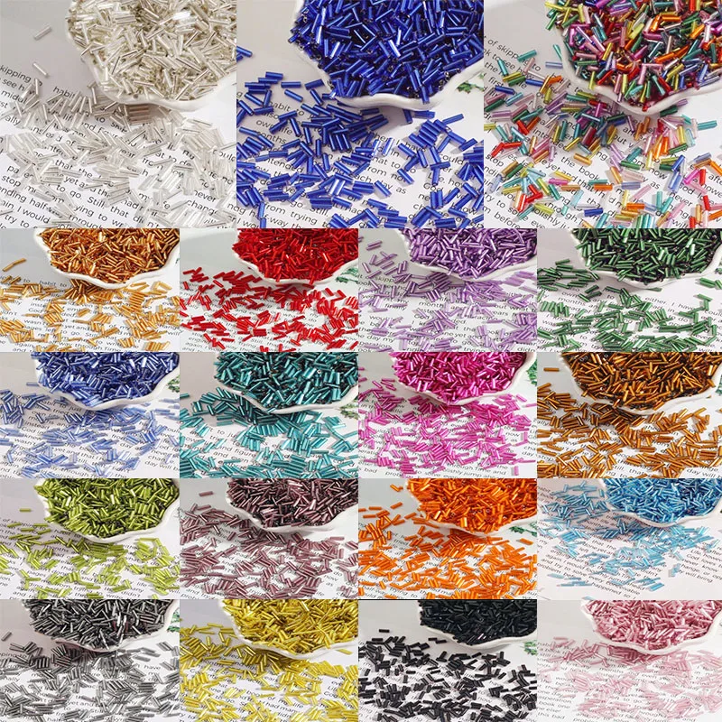 Серебряные бусины трубки 2*7 мм стеклянные рисовые аксессуары для ювелирных