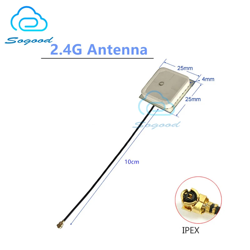 Встроенная керамическая антенна 2 4G 2400 2500 МГц 5dbi усиление 25*25*4 мм RF1.13 10 см кабель