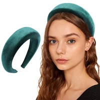 vintage velvet padded headbands for women wide bezel hairbands non slip thick hair hoop girls sponge hairband hair accessories