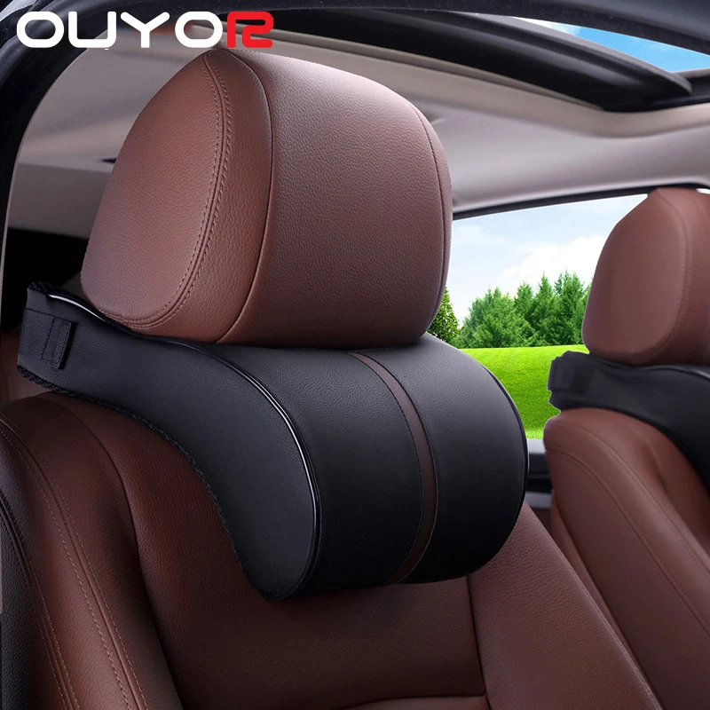 Автомобильное безопасное сиденье подголовник для шеи кожаная память хлопок