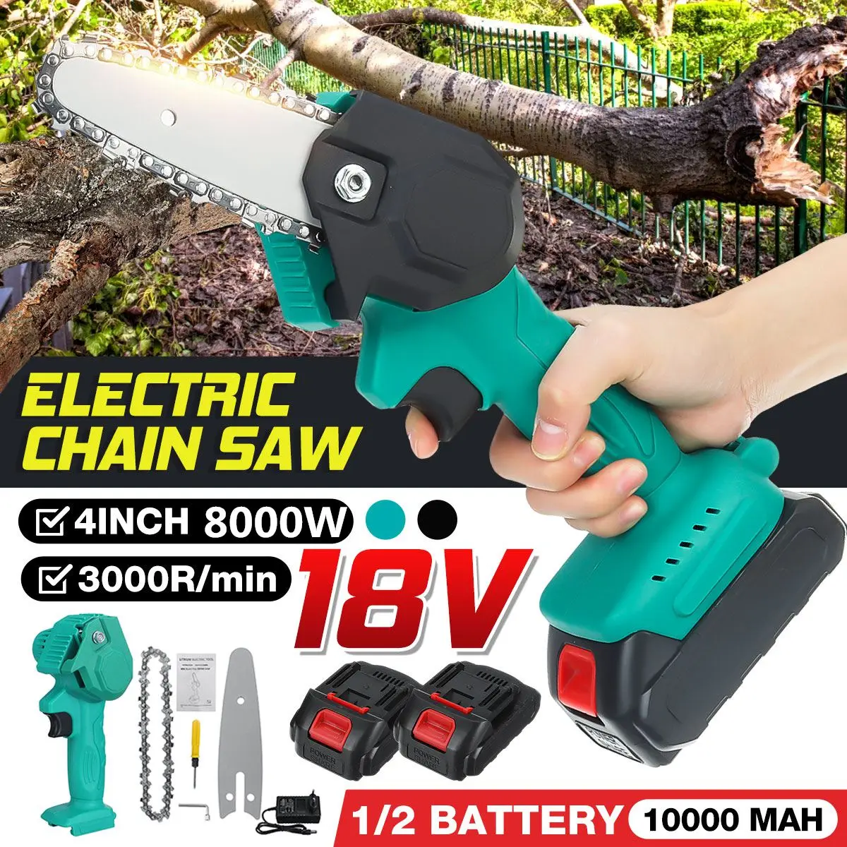 Фото - 2400W 4 inch Electric Chain Saws Wood Cutting Pruning ChainSaw Cordless Garden Tree Logging Trimming Saw for Makita Battery 16 8v 2700rpm mini electric chainsaw pruning saw 4 inch garden tree logging saw woodworking tools wood cutters for 18v battery