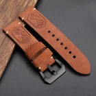 Ремешок кожаный ручной работы для часов, браслет из искусственной кожи с рисунком черепа, верх слоя солдата, 20 22 24 мм, подходит для мягкого браслета PAM111