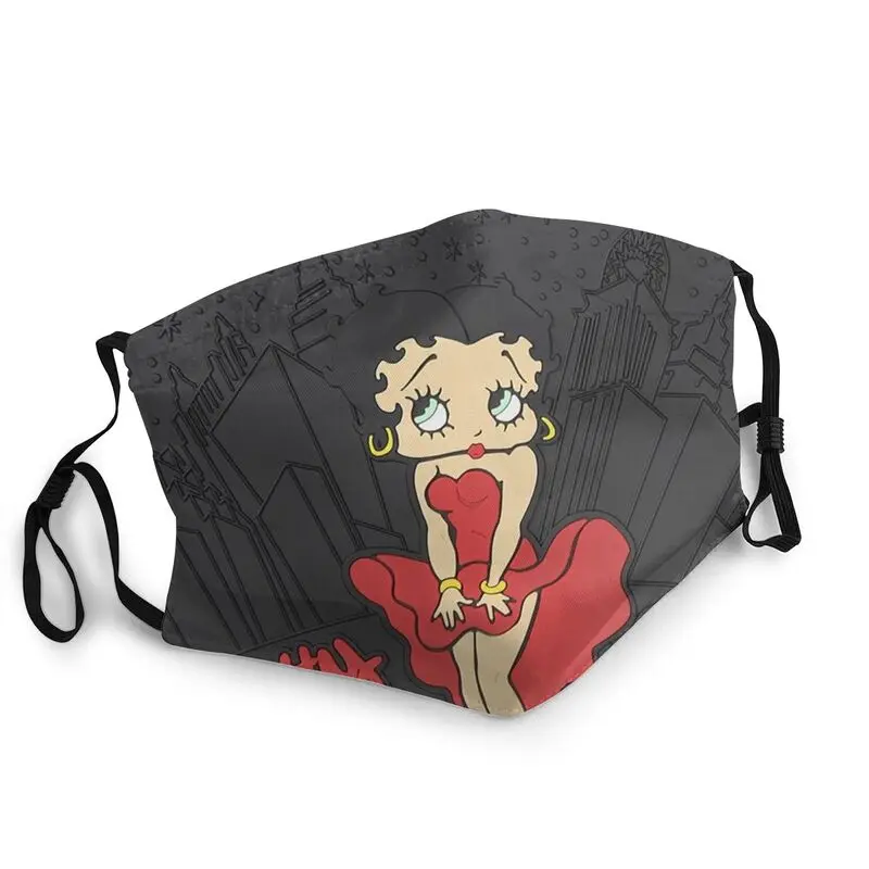 

Mrs Boop моющаяся унисекс маска для рта и лица с мультяшным рисунком для девушек Пылезащитная маска респиратор