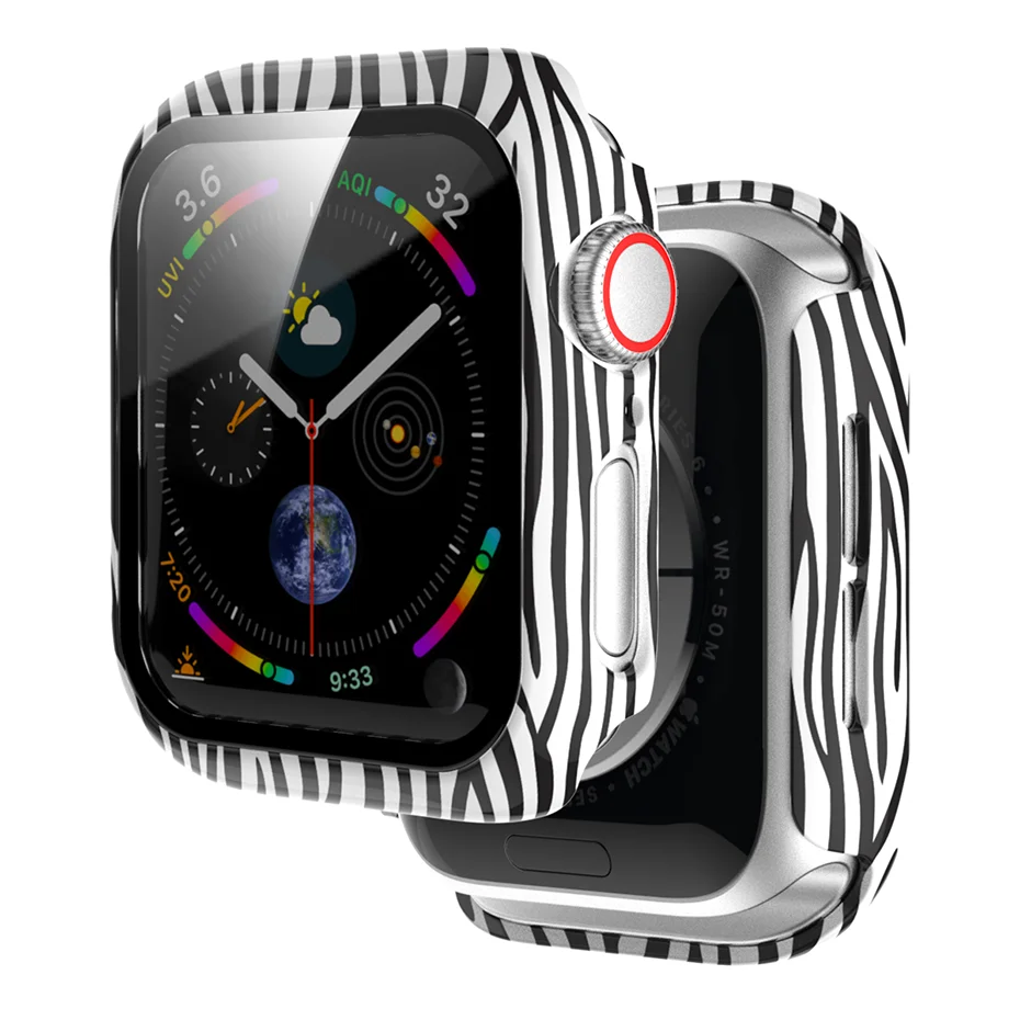 

FOHUAS ультратонкий Леопардовый Защитный чехол для Apple Watch 44 мм 40 мм 42 мм 38 мм iWatch Series SE 6 5 4 3 2 1 Полное покрытие экрана P