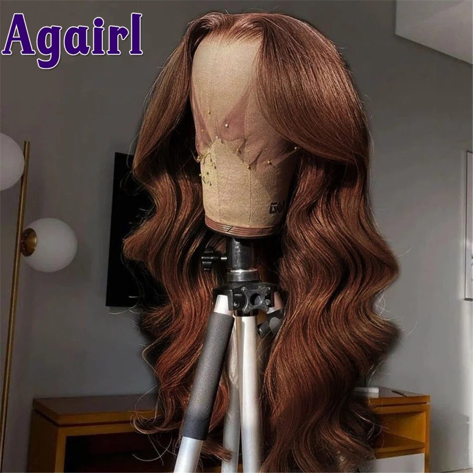 Body Wave 13x4 Lace Front Wig Red Brown Ginger Brown Colored Human Hair Wigs Brazilian Remy Preplucked Lace Frontal Wigs Agairl