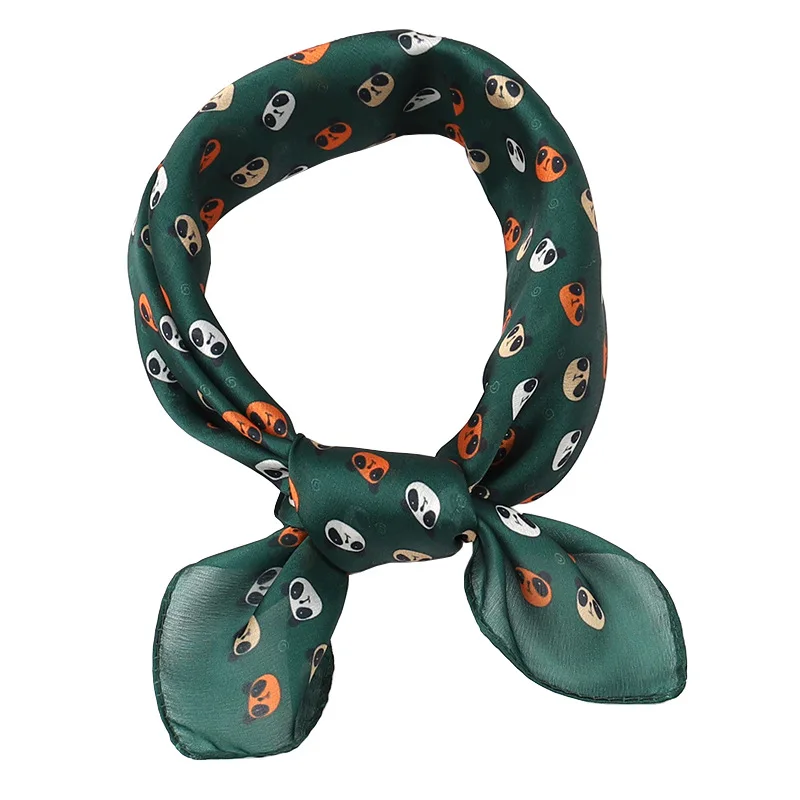 

2020 Korean version of the new cartoon printing imitation silk decoration small square scarf new silk satin headband 53cm