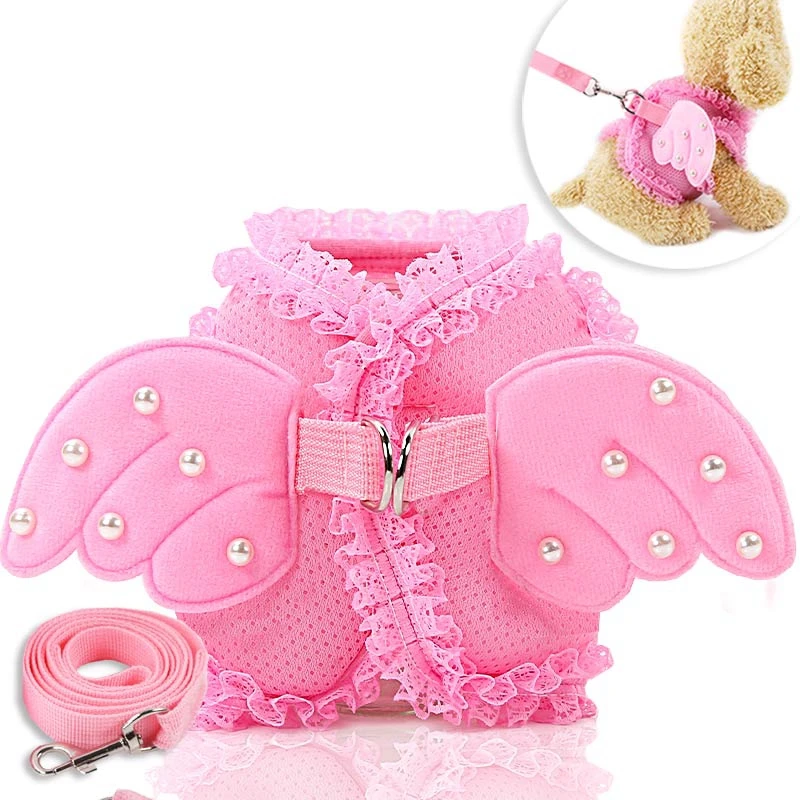 

Angel Wing Pet Dog Harnesses Vest No Pull Adjustable Chihuahua Puppy Cat Harness Leash Set for Small Medium Dogs Arnes Perro
