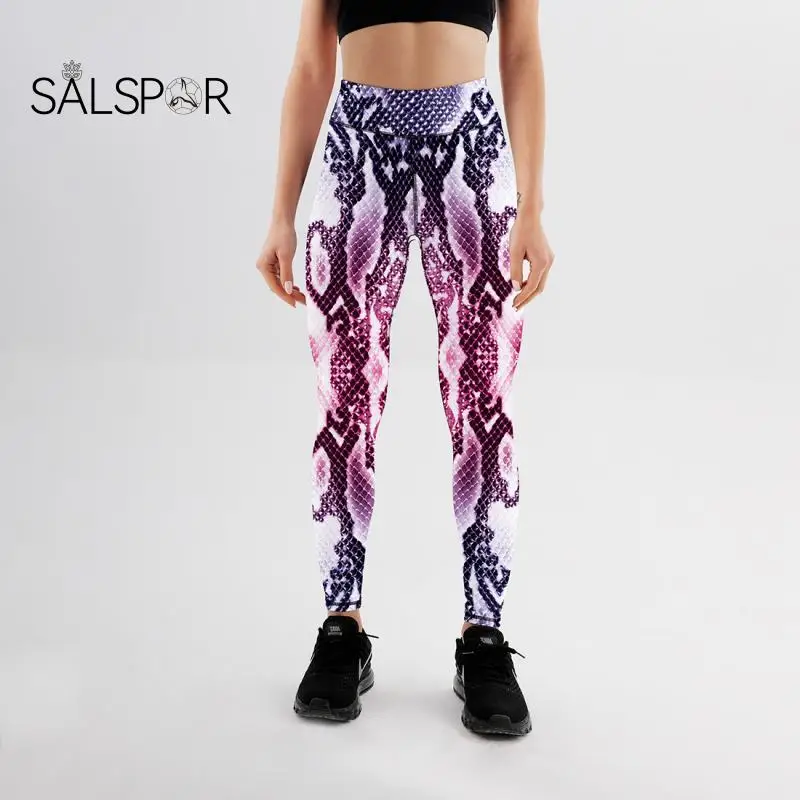 

SALSPR Snake Print Leggings Gym Sexy Fitness Sports Leggins High Waist Push Up Legging Slim Breathable Tight Fitting Sportswear