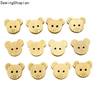 50pcs 13mm plush bear beads 2 holes wooden buttons for children baby girl clothes diy needlework decoration sewing button