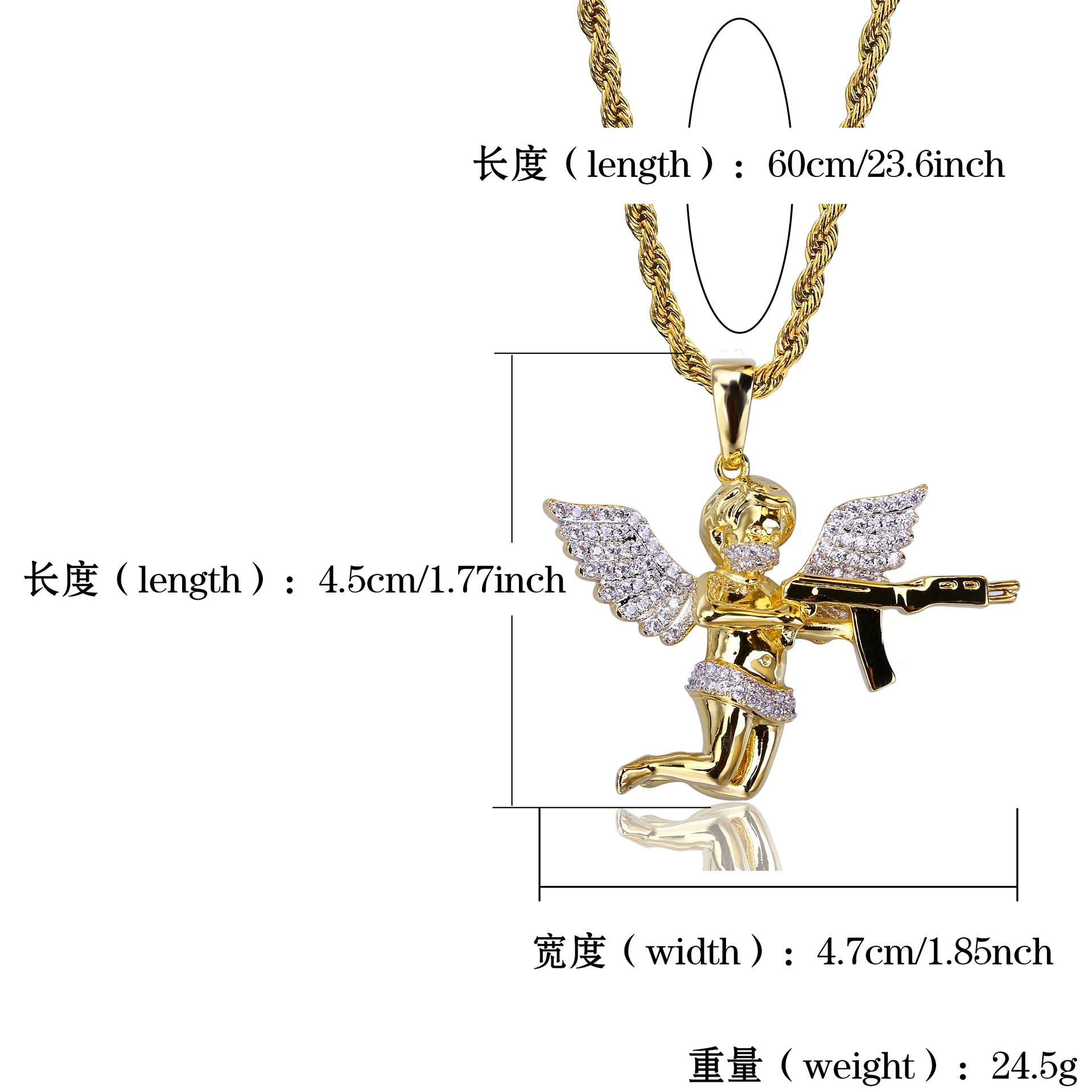 

Euro-Hot Style Small Cupid Archery Hip-Hop Necklace Micro Inset Hipster Hiphop Pendant Pop Accessories