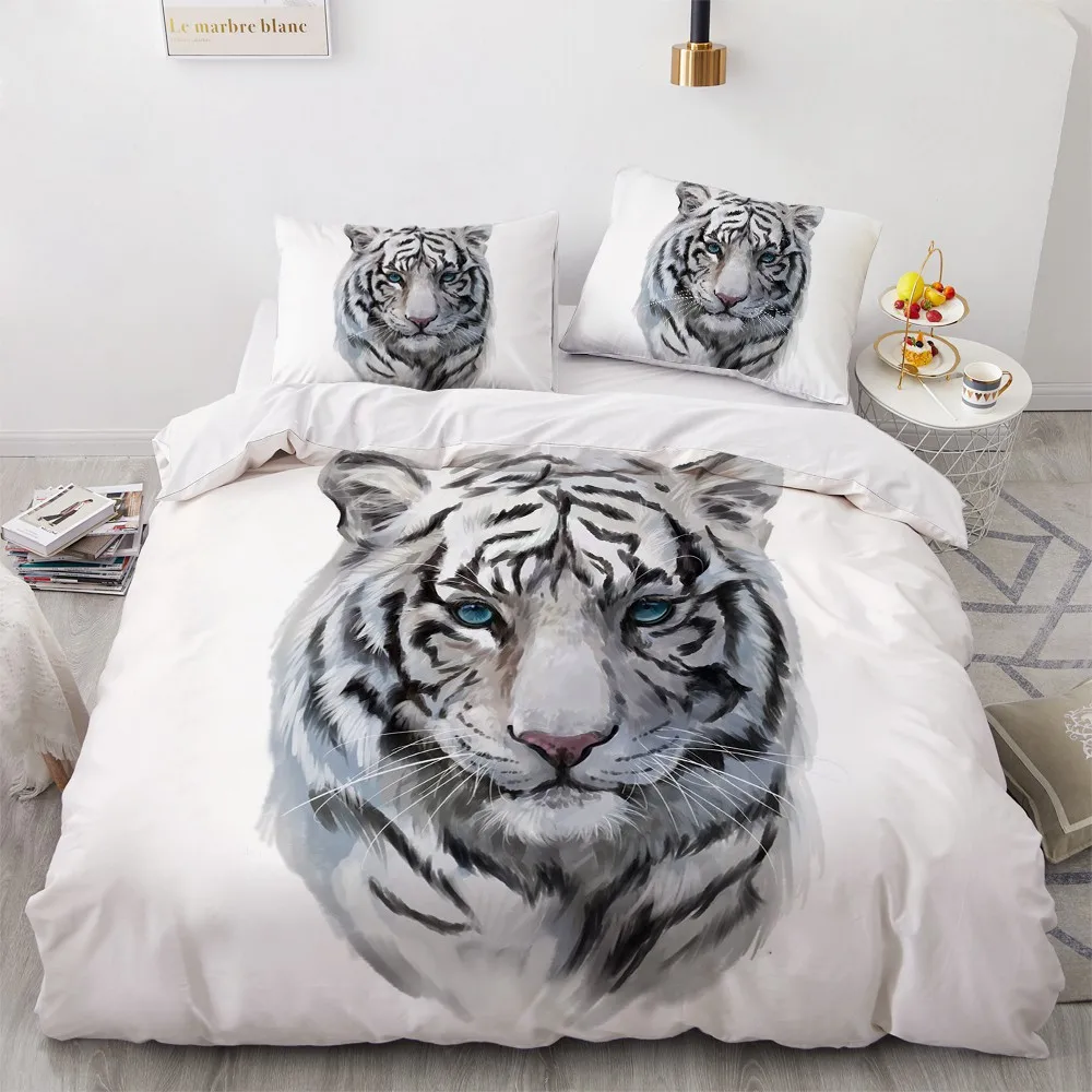 

3D Tiger Bedding Set Animal Duvet Cover with Pillowcase single Twin Full Queen King Size Home Bed Linen Set 3 Piece Children Kid