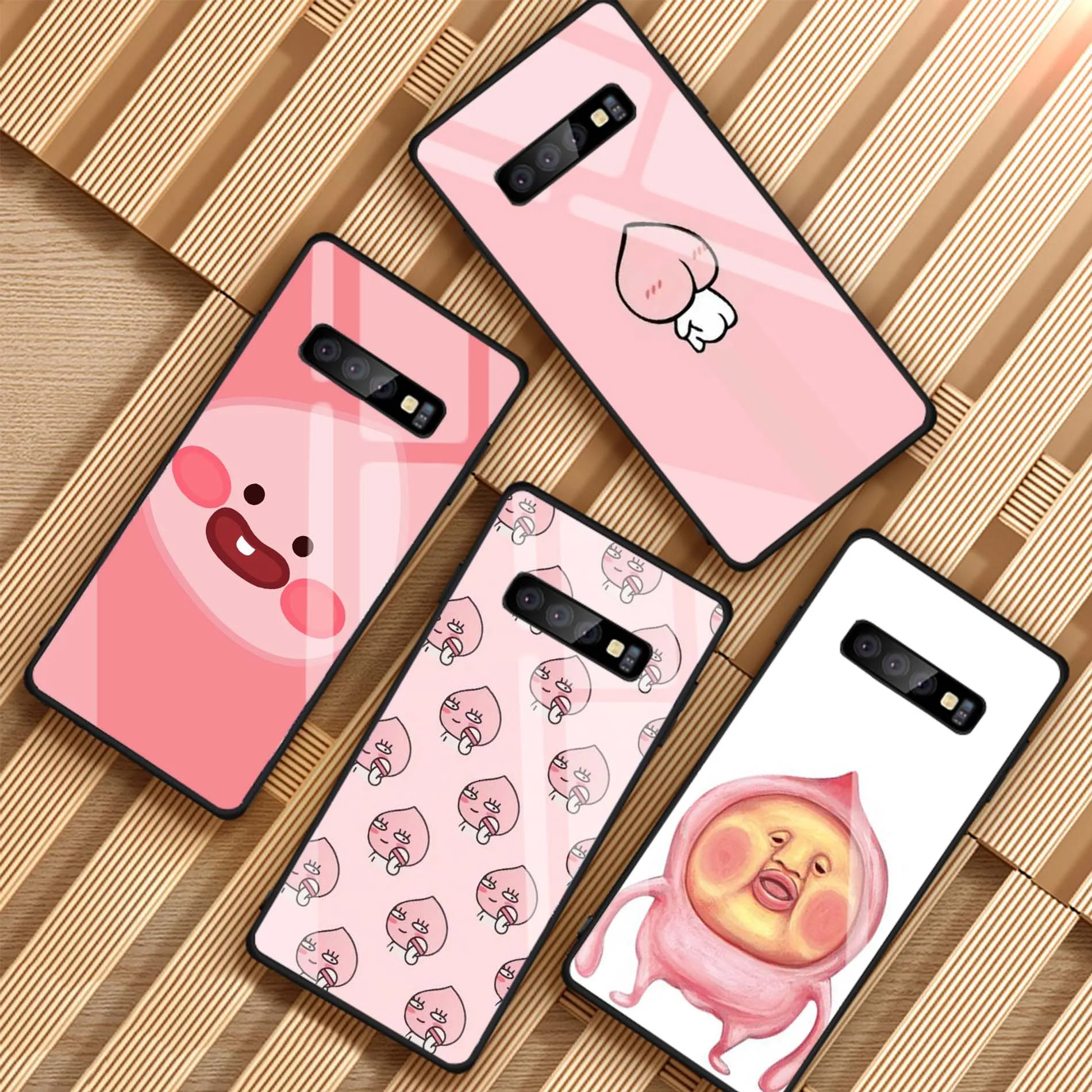 Чехол из закаленного стекла для телефона Samsung Galaxy S8 S9 S10 Plus японские милые