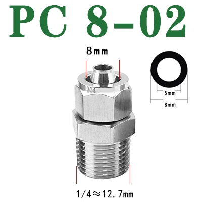 

Пневматическое соединение KPC из нержавеющей стали 304SS BSP 1/8''1/4''3/8''1/2''