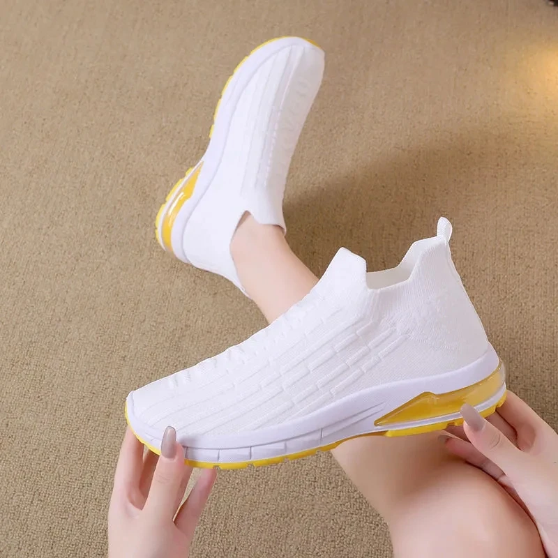 

Vulcan sneakers girls fashion school student knit breathable wedges shoes women white sneakers