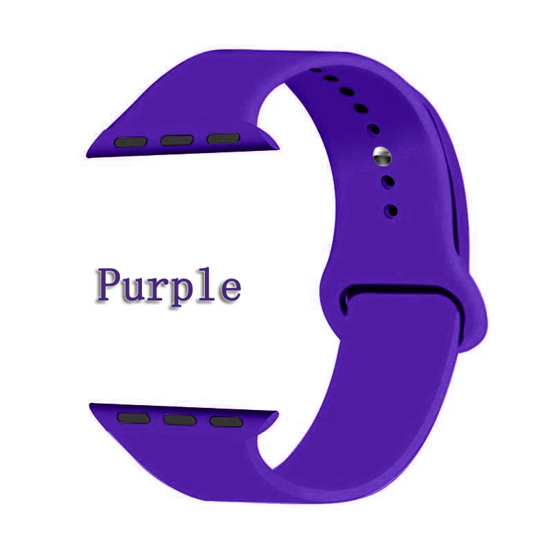Purple Oulucci Одноцветный ремешок для apple watch 38 мм/40 мм/42 мм/44 мм спортивный ремешок силиконовый ремешок аксессуары для apple watch 5/4/3/2/1 - Цвет ремешка: Purple