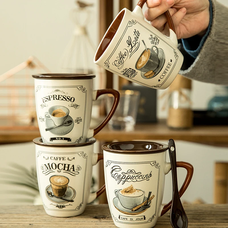 

355ml Ceramic Coffee Cup Home Water Milk Mug Gold Inlaid Couple Cup Ceramic drinking utensils Holiday Birthday Gift