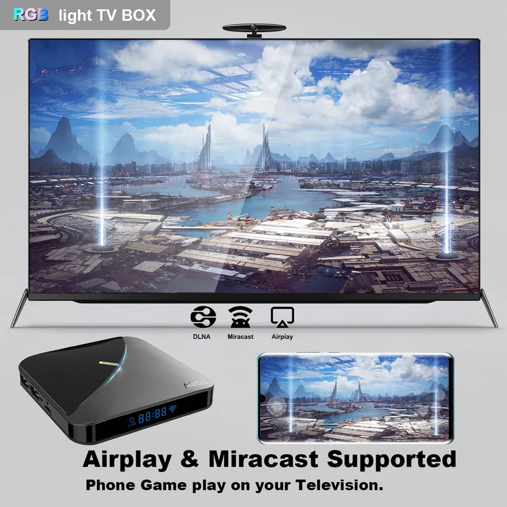 A95X F3 RGB Light TV Box Android 9.0 Amlogic S905X3 Smart TV Box H.265 8K 60fps Netflix Youtube Plex Media Player A95XF3 X3