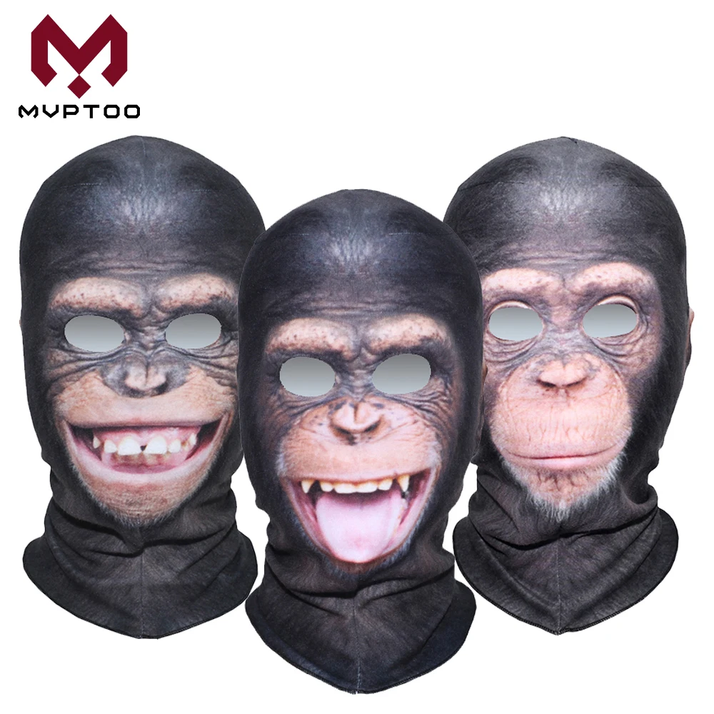 3D мотоциклетная маска для лица с изображением животных, Зимняя Теплая Флисовая Балаклава с изображением орангутанга шимпанзе для сноуборда, мотоцикла, езды на велосипеде