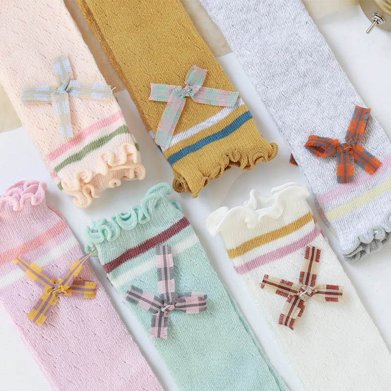 

New summer children's tights baby bow accessories mesh breathable mosquito repellent leggings