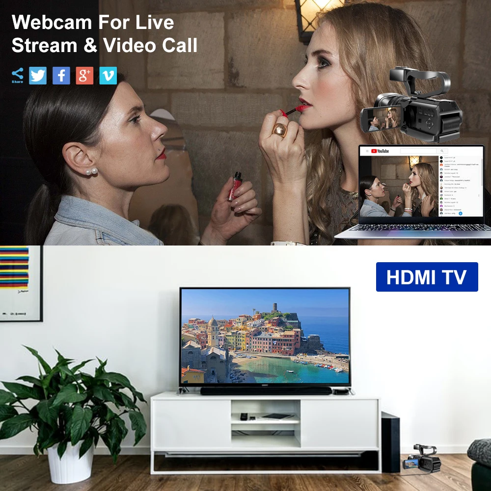 4K видеокамеры Youtube видеокамера s запись с Wi-Fi 30X цифровой зум ИК Ночное Видение