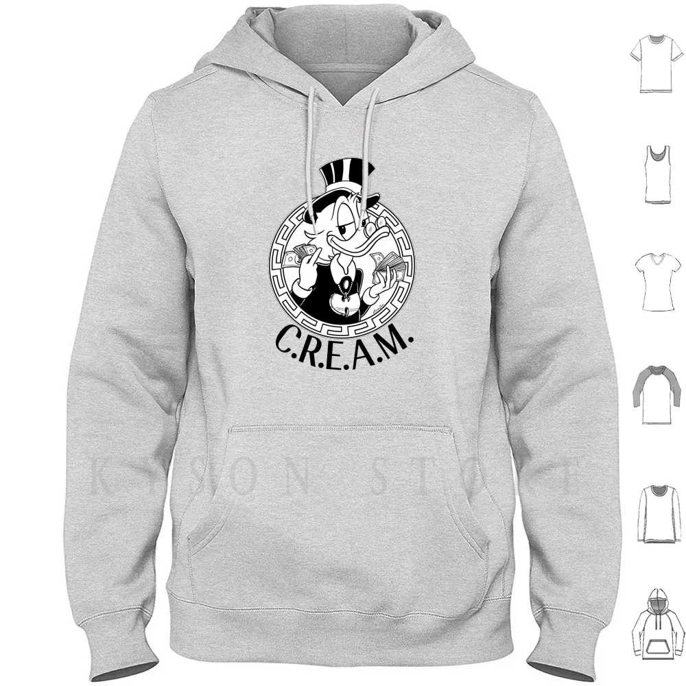 

C.r.e.a.m. Hoodies Long Sleeve Mcduck We Tang Cream Money Cash Rules Designer Hip Hop Rap Cartoon Funny