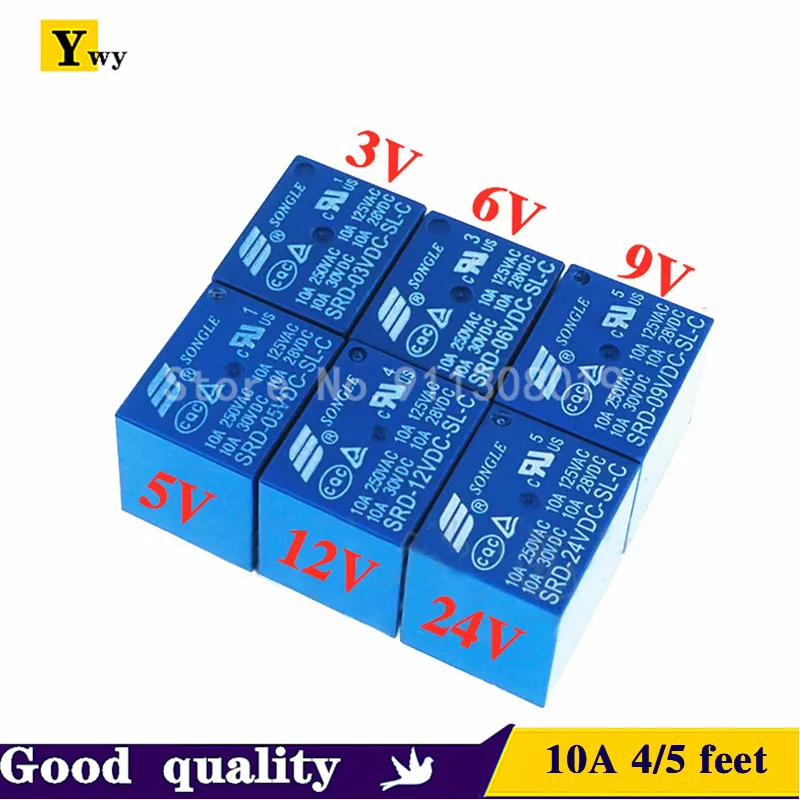 

5PCS Relay SRD-03V05V 06V 09V12V 24VDC-SL-A/SL-C 10A 4/5 feet SRD-05VDC/06VDC/09VDC/12VDC/24VDC-SL-A SRD-05VDC/09VDC/12VDC-SL-C