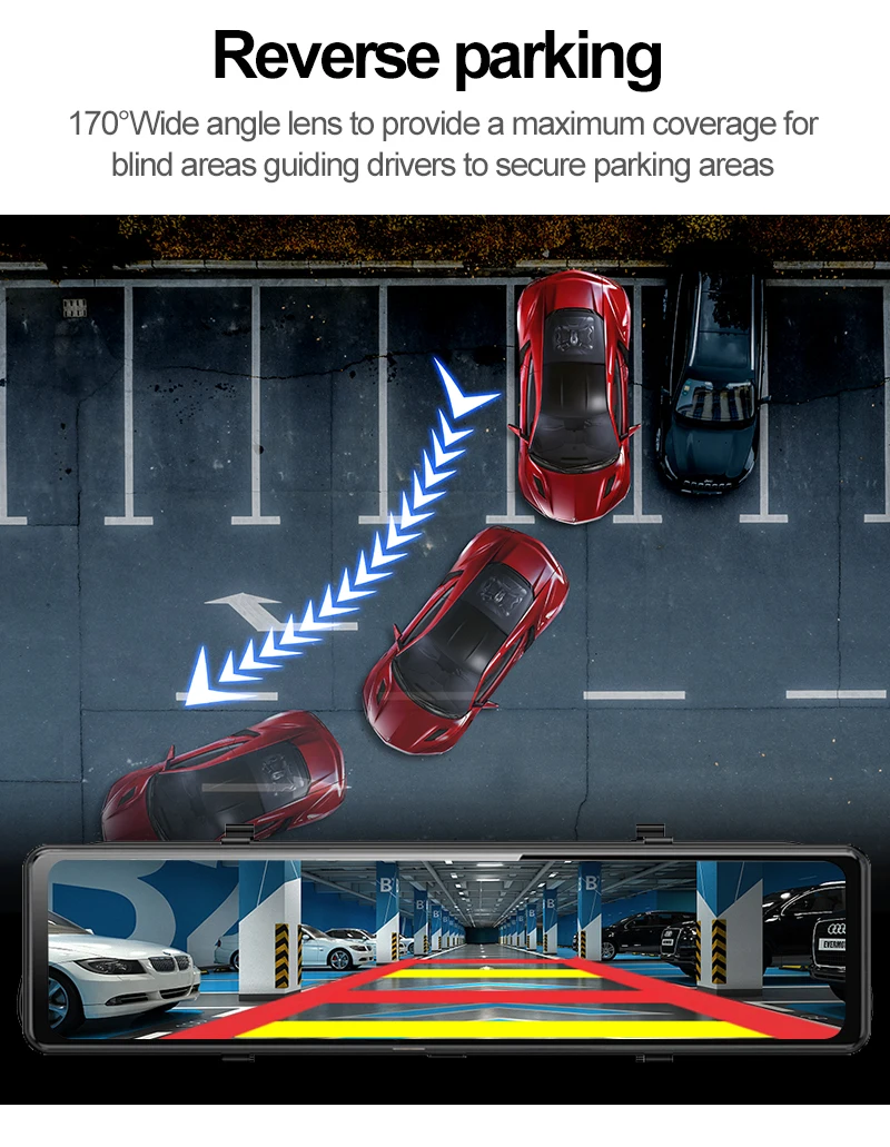 Автомобильный видеорегистратор 4K 12 дюймов 1440P Wi-Fi GPS Sony IMX415 зеркало заднего вида