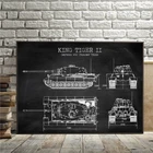 WW2 Tank патент винтажные плакаты и принты немецкий танк Король тигр 2 набросок Картина на холсте подарки для мальчиков Декор для стен