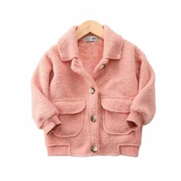 spring and autumn children jacket new boys and girls korean version of solid color polar fleece lapel button coat 2 8y