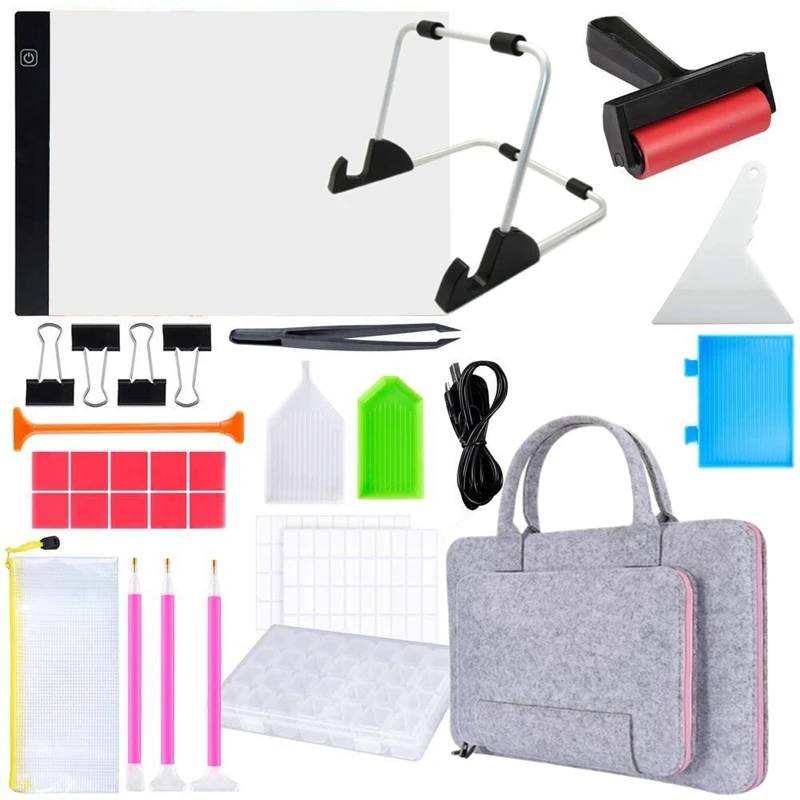 

Набор для алмазной живописи 5D со светодиодной подсветильник кой А4, Ручной Чехол, роллер, подставка, для алмазной живописи