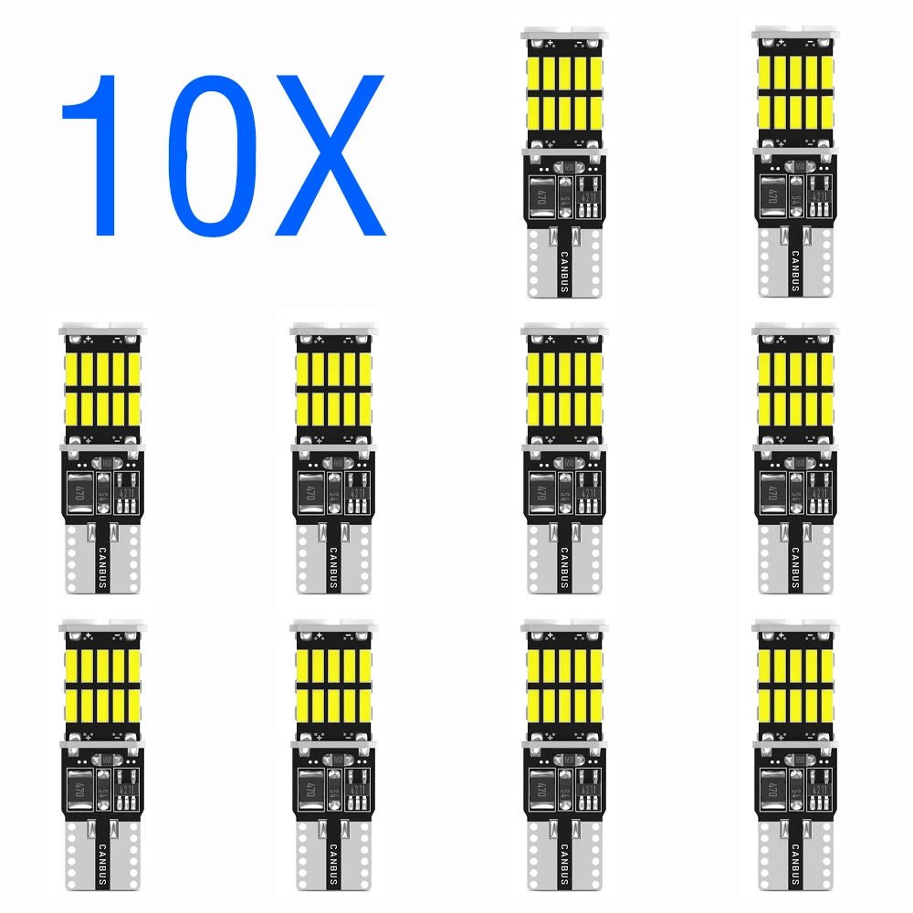 

10X W5W LED T10 194 168 Light Car Interior Bulb T15 W16W LED Lamp Canbus No Error For Reading Lamp Reverse Light 12V White 6000K