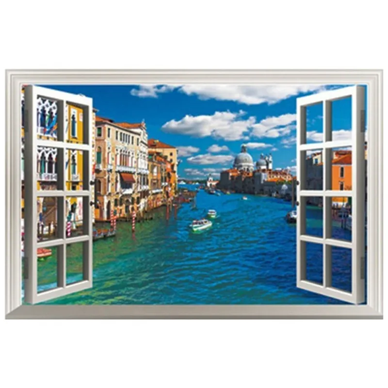 Вид на море росписи вода город Венеция Картина Пейзаж 3d поддельные окна