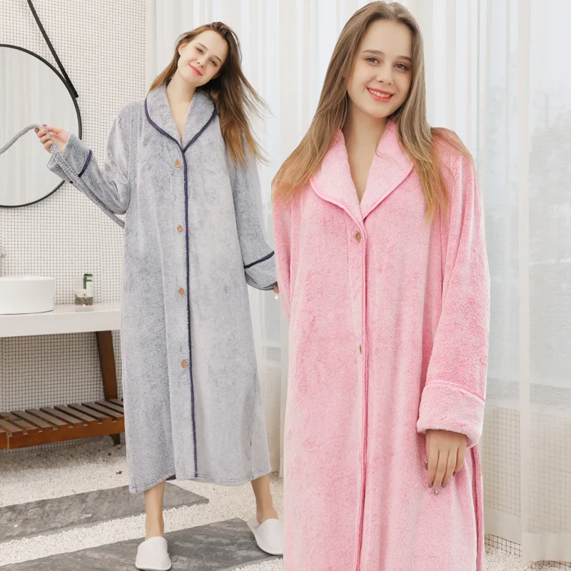 

Lovers Kimono Robe Gown Flannel Nightgown Warm Nightwear Winter New Intimate Lingerie Long Men And Women Sleepwear Bathrobe