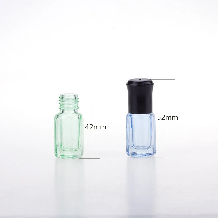 

50pcs/lot 3ml Empty Mini Glass roll on bottles for essential oils Refillable perfume bottle deodorant containers with black lid