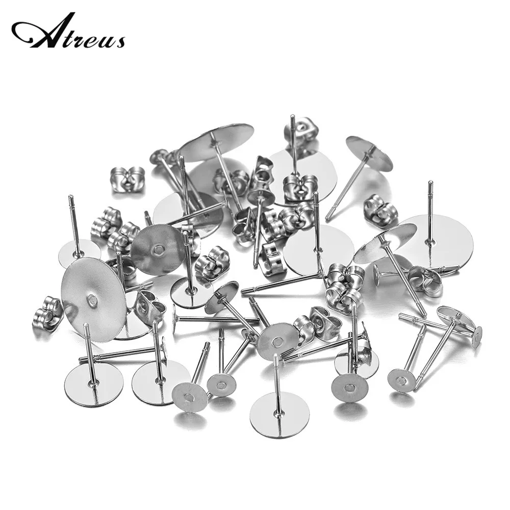 Основа для сережек-гвоздиков из нержавеющей стали с золотым покрытием 20-100