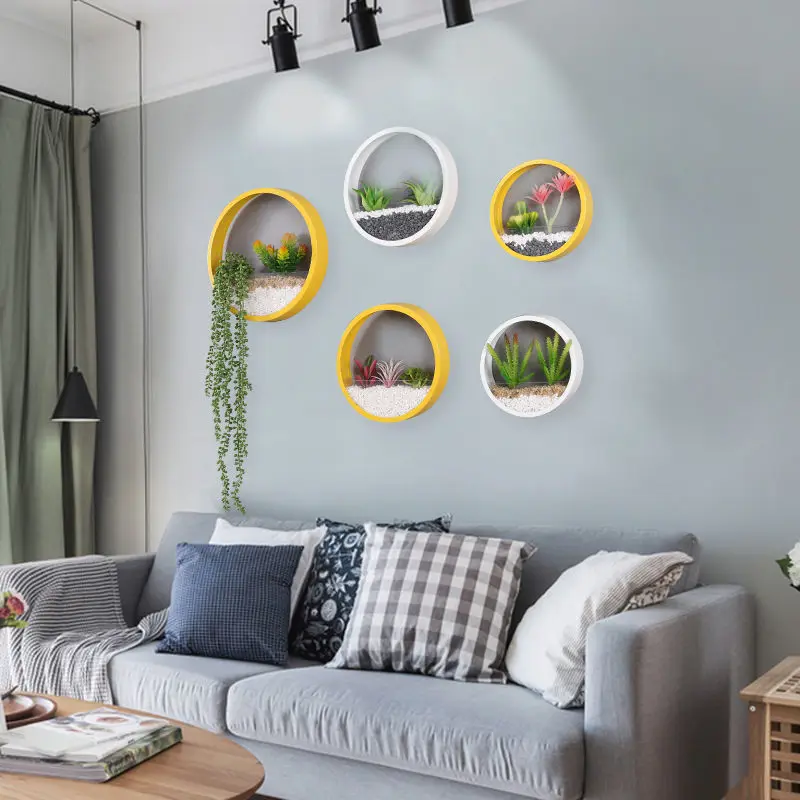 Современная круглая железная настенная ваза домашний декор для гостиной