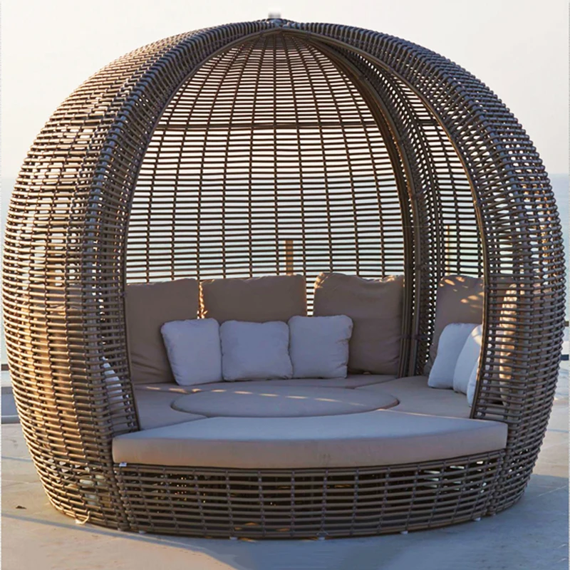 Бесплатная доставка уличный диван из ротанга лежачая кровать Балконная вилла