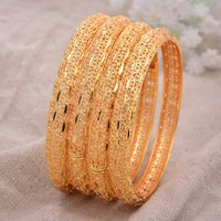 24k 4pcslot dubai india ethiopian yellow solid gold filled lovely bangles for women girls party jewelry banglesbracelet gifts