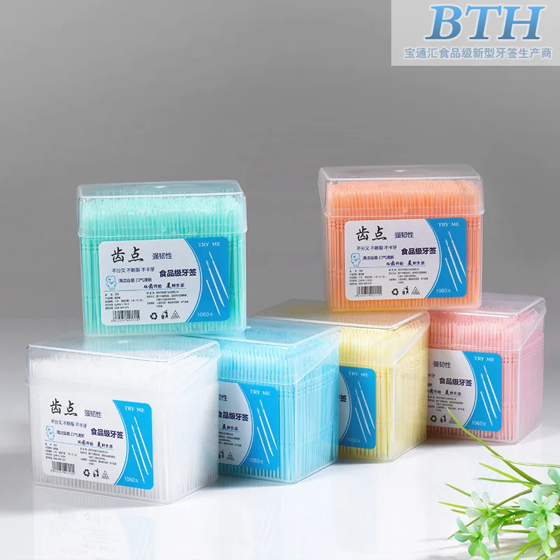 

2boxs1060Pcs Gum Interdental Floss Plastic Double-Headed Brush Stick Toothpicks Teeth Oral Cleaner White 6.5cm